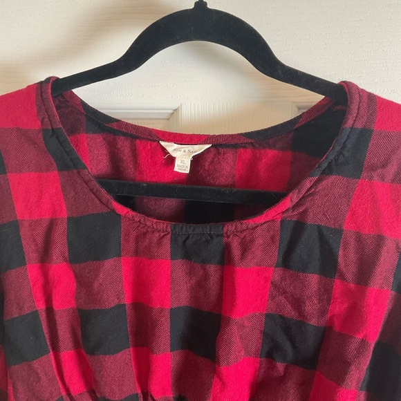 Sim & Sam Plaid Red and Black Women's Top size X-Large - Picture 3 of 9